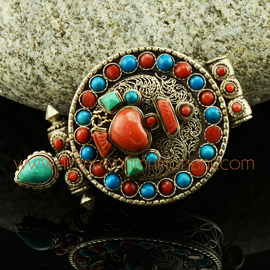 Treasure Vase Silver Tibetan Buddhist Ritual Ghau Pendant Prayer Box